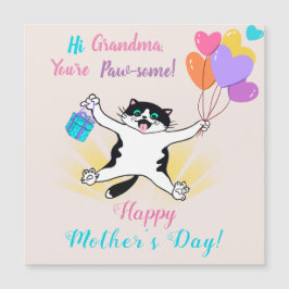 Oma Happy Mother's Day Kitty Colorful Balloons Magnetkarte