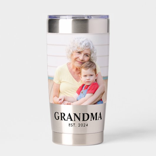 Oma hat Bold Black 2 Foto gegründet Thermobecher (Vorderseite)