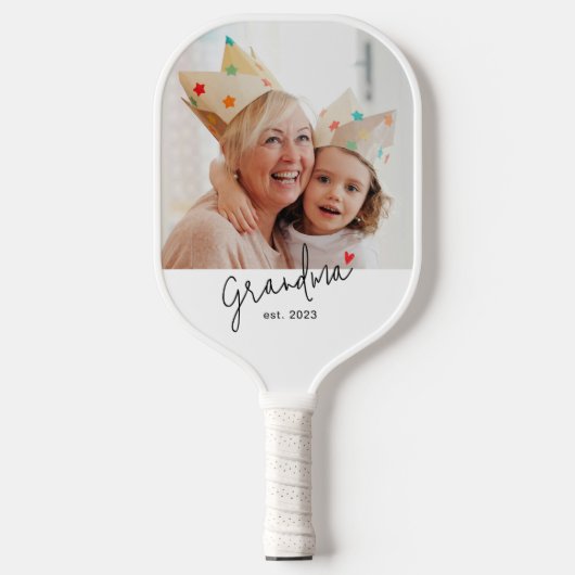 Oma hat ein unterhaltsames Skriptfoto eingerichtet Pickleball Schläger (Vorderseite)