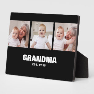 Oma hat elegantes, fettes, schwarzes 3-Foto einger Fotoplatte