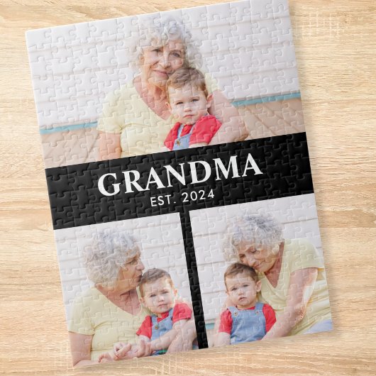 Oma hat Modern Bold 3 Foto eingerichtet Puzzle