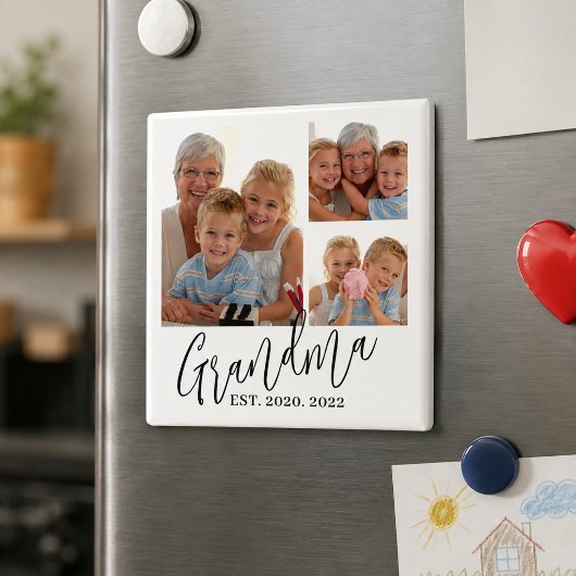 Oma hat modernes Skript 3 Foto eingerichtet Magnet