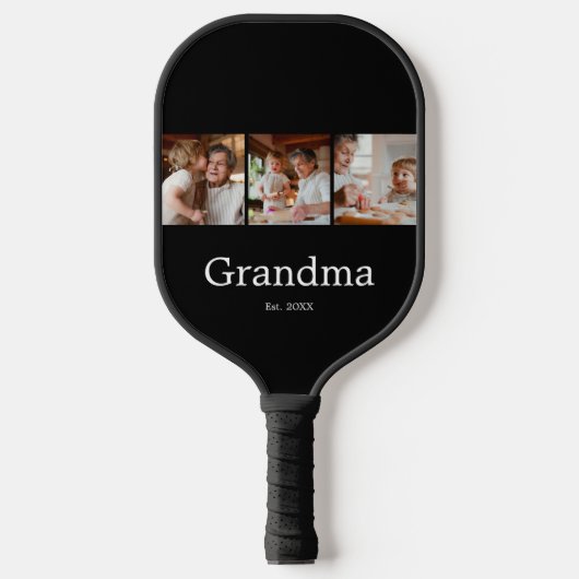 Oma hat modernes Skript 3 Foto eingerichtet Pickleball Schläger (Vorderseite)