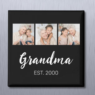Oma hat modernes Skript 3 Foto Schwarz eingerichte Magnet