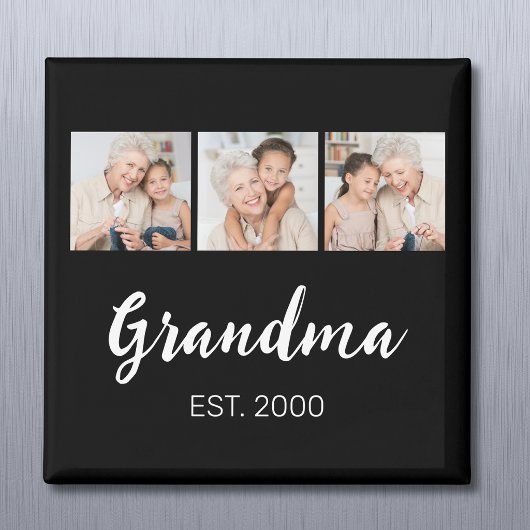 Oma hat modernes Skript 3 Foto Schwarz eingerichte Magnet