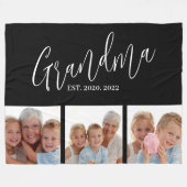 Oma hat modernes Skript Schwarz 3 Foto eingerichte Fleecedecke (Vorderseite (Horizontal))