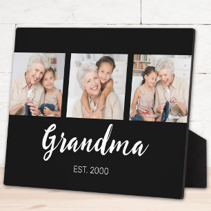 Oma hat modernes Skript Schwarz 3 Foto eingerichte Fotoplatte