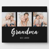 Oma hat modernes Skript Schwarz 3 Foto eingerichte Fotoplatte (Vorderseite)