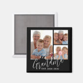 Oma hat modernes Skript Schwarz 3 Foto eingerichte Magnet (Vorderseite/Rückseite)