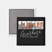 Oma hat modernes Skript Schwarz 3 Foto eingerichte Magnet (Vorderseite/Rückseite)