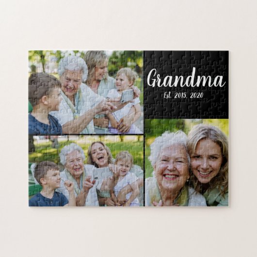 Oma hat modernes Skript Schwarz 3 Foto eingerichte Puzzle (Horizontal)