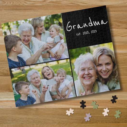 Oma hat modernes Skript Schwarz 3 Foto eingerichte Puzzle