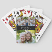Oma hat modernes Skript Schwarz 3 Foto eingerichte Spielkarten (Rückseite)