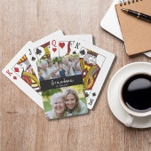 Oma hat modernes Skript Schwarz 3 Foto eingerichte Spielkarten