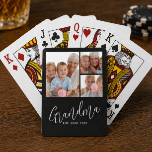 Oma hat modernes Skript Schwarz 3 Foto eingerichte Spielkarten