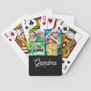 Oma hat modernes Skript Schwarz 3 Foto eingerichte Spielkarten
