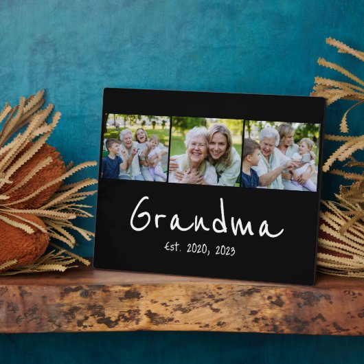 Oma hat modernes Skript Schwarz 3 Foto Fotoplatte (Seite)