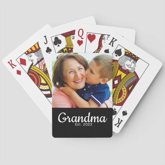 Oma hat modernes Skriptfoto eingerichtet Spielkarten (Rückseite)