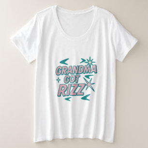 Oma hat Rizz — Atomisches Türkis-Rosa Pop Große Größe T-Shirt