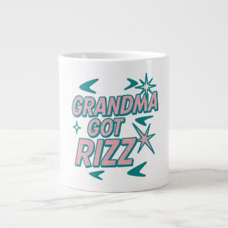 Oma hat Rizz — Atomisches Türkis-Rosa Pop Jumbo-Tasse