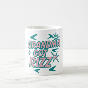 Oma hat Rizz – Atomisches Türkis-Rosa-Pop Kaffeetasse
