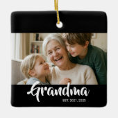 Oma hat Schwarz-Weiß-Script-Foto gegründet Keramikornament (Vorderseite)