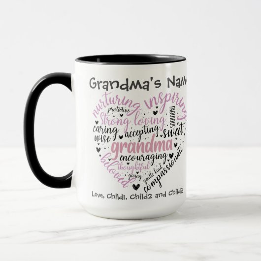 Oma Heart Nurturing Beliebtes individualisierbares Tasse (Links)