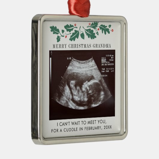 Oma Holiday Schwangerschaft Ankündigung der Schwan Ornament Aus Metall (Rechts)