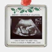 Oma Holiday Schwangerschaft Ankündigung der Schwan Ornament Aus Metall (Vorne)