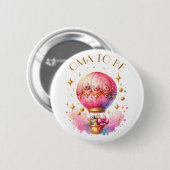 Oma | Hot Air Balloon Girl's Baby Shower Button (Vorne & Hinten)
