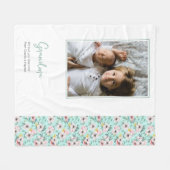 Oma Hübsch Personalisiert Pink Green Blume Fleecedecke (Vorderseite (Horizontal))