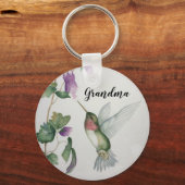 Oma Hummingbird Elegantes Wasserfarben Malerei Schlüsselanhänger (Vorderseite)