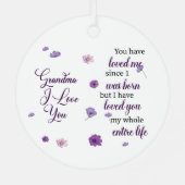 Oma I Liebe Sie Ornament Aus Metall (Rückseite)
