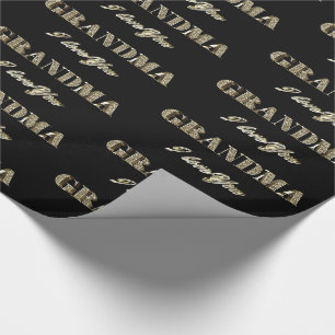 Oma I Liebe You Black Gold Glitzern Typografie Geschenkpapier