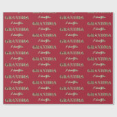 Oma I Liebe You Red Gold Glitzern Typografie Geschenkpapier (Flach)