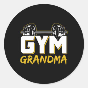 Oma im Fitnessstudio Gewichtheben Training Fitness Runder Aufkleber