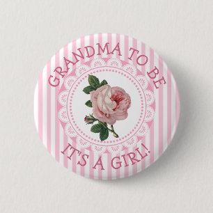"Oma in spe" Vintage-Rose-Baby-Shower-Button Button