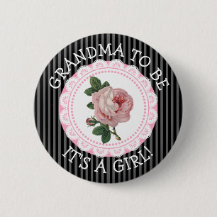 "Oma in spe" Vintage-Rose-Baby-Shower-Button Button
