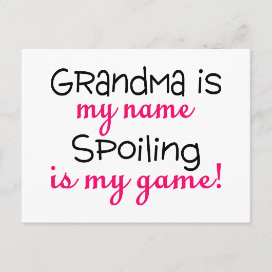 Oma ist mein Name, ich heiße, ist mein Spiel Postkarte (Vorderseite)