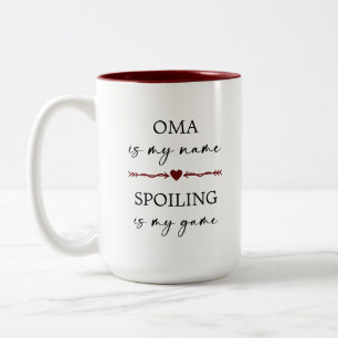 Oma ist mein Name Spoiling ist mein Spiel Foto Ges Zweifarbige Tasse