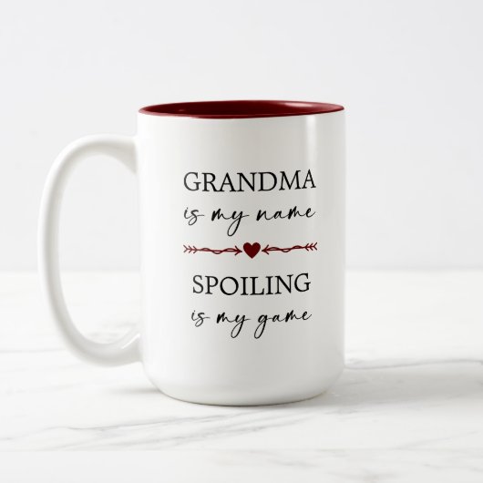 Oma ist mein Name Spoiling ist mein Spiel Foto Ges Zweifarbige Tasse (Links)