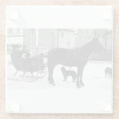 Oma Johnson Sleigh - White Band Square Glasuntersetzer (Rückseite)