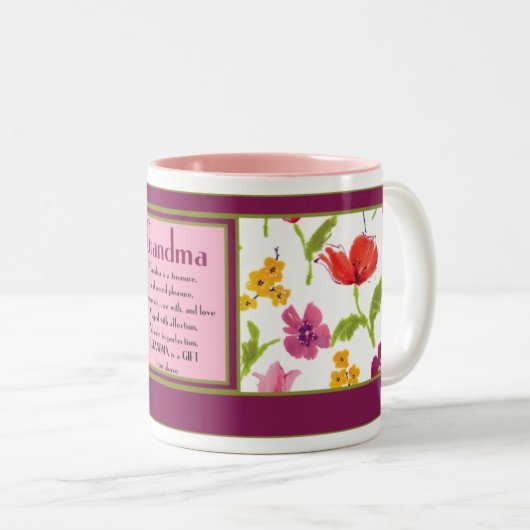 Oma-Kaffee oder Tee-Tasse Zweifarbige Tasse (VorderseiteRechts)