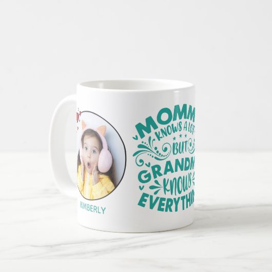 Oma kennt alles 2 Fotovorlagen & Namen Kaffeetasse (Vorderseite Links)