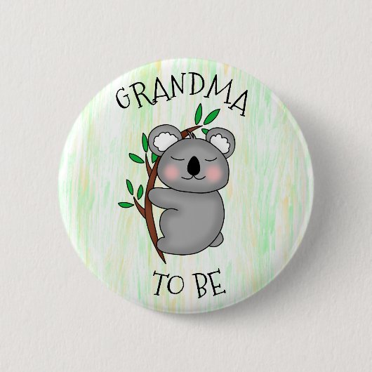 Oma | Koala thematied Baby Dusche Button (Vorderseite)