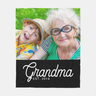 Oma kreierte schwarze moderne Schrift Foto Fleecedecke