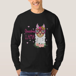 Oma Lama Boho Blume Rosa Herz T-Shirt