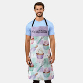 Oma Lavendel Teal Cupcake Backcrew Schürze (Getragen)