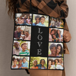 Oma Liebe 10 FotoCollage Black Tasche