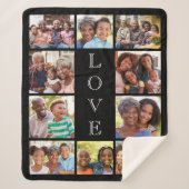 Oma Liebe 10 FotoCollage Personalisiert Schwarz Sherpadecke (Vorderseite)